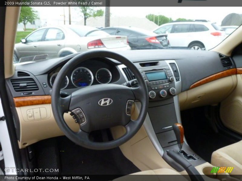 Powder White Pearl / Camel 2009 Hyundai Sonata GLS