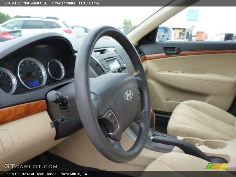 Powder White Pearl / Camel 2009 Hyundai Sonata GLS