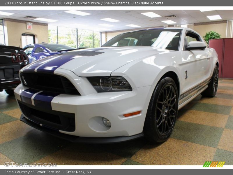 Oxford White / Shelby Charcoal Black/Blue Accents 2014 Ford Mustang Shelby GT500 Coupe