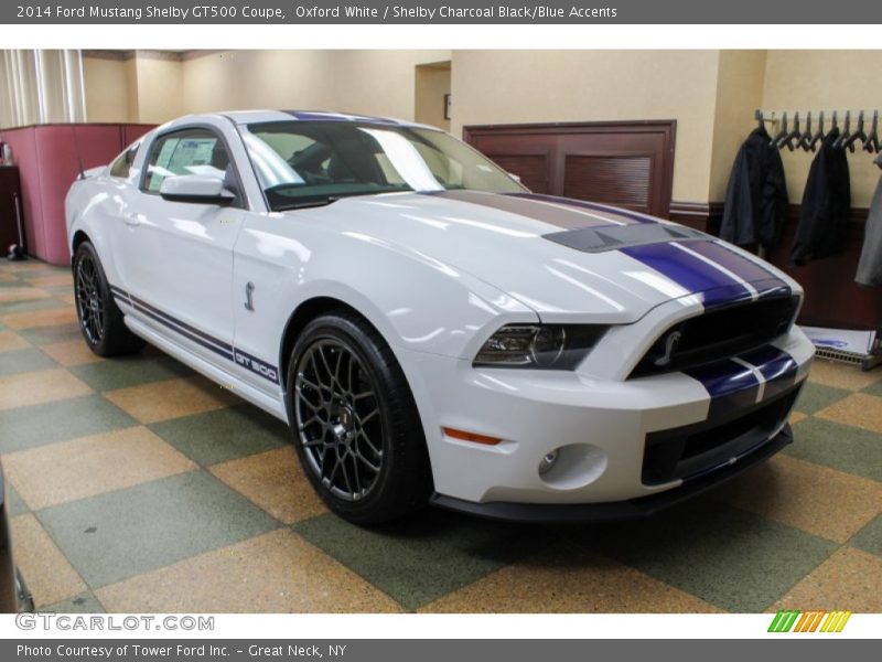 Oxford White / Shelby Charcoal Black/Blue Accents 2014 Ford Mustang Shelby GT500 Coupe
