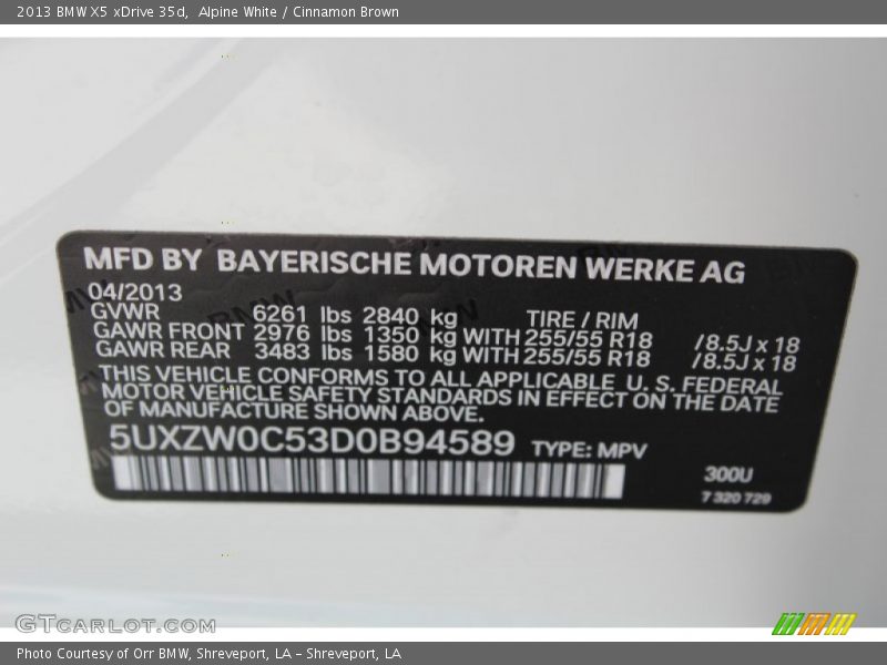 Alpine White / Cinnamon Brown 2013 BMW X5 xDrive 35d