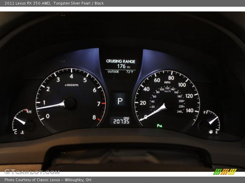 Tungsten Silver Pearl / Black 2011 Lexus RX 350 AWD