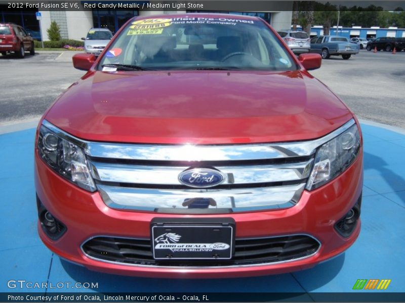 Red Candy Metallic / Medium Light Stone 2012 Ford Fusion SE V6