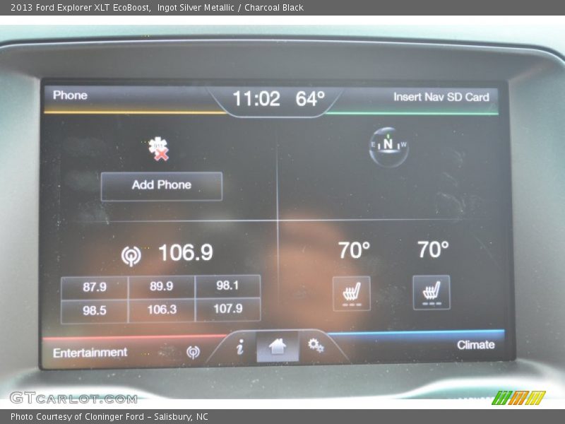 Ingot Silver Metallic / Charcoal Black 2013 Ford Explorer XLT EcoBoost