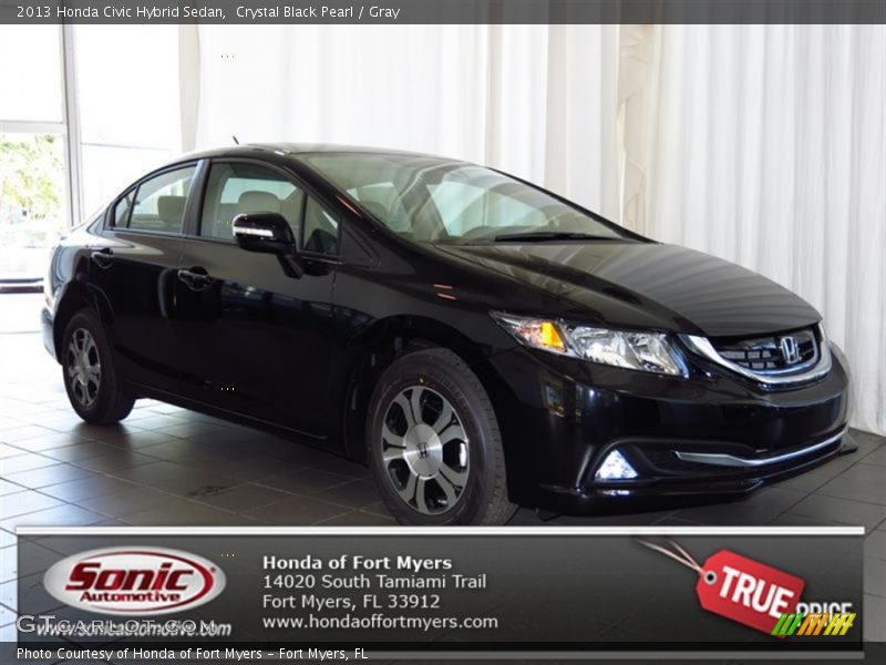 Crystal Black Pearl / Gray 2013 Honda Civic Hybrid Sedan