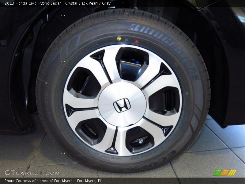 Crystal Black Pearl / Gray 2013 Honda Civic Hybrid Sedan