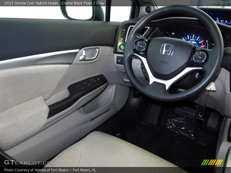 Crystal Black Pearl / Gray 2013 Honda Civic Hybrid Sedan