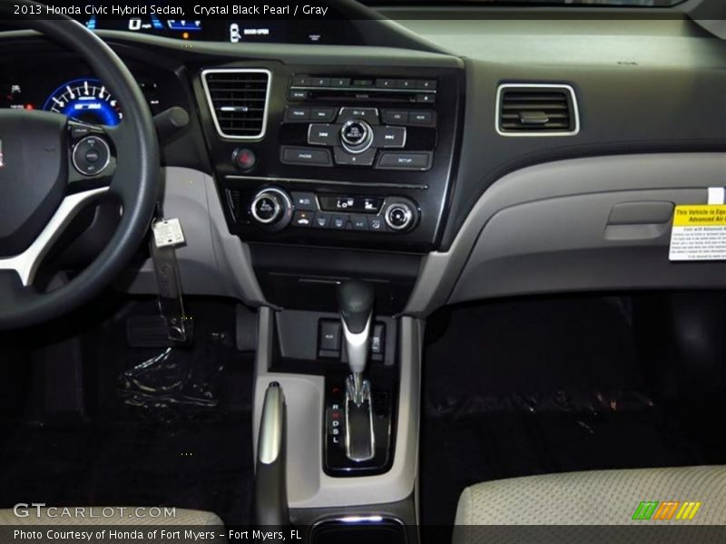 Crystal Black Pearl / Gray 2013 Honda Civic Hybrid Sedan