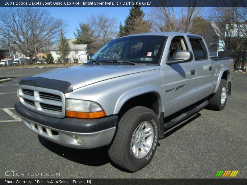 Bright Silver Metallic / Dark Slate Gray 2001 Dodge Dakota Sport Quad Cab 4x4