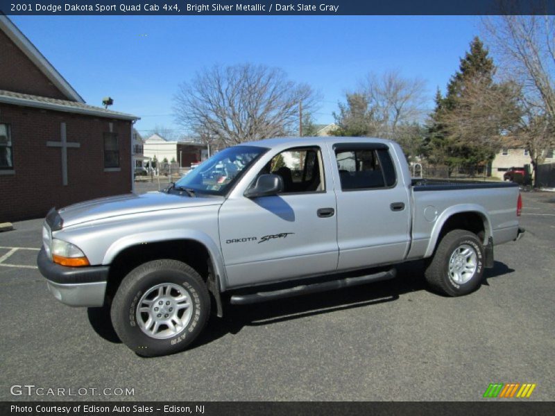 Bright Silver Metallic / Dark Slate Gray 2001 Dodge Dakota Sport Quad Cab 4x4