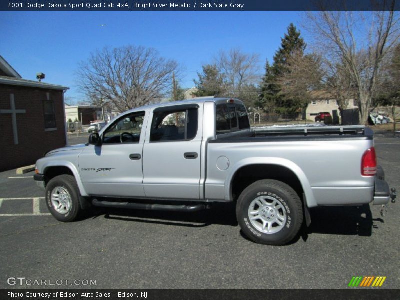 Bright Silver Metallic / Dark Slate Gray 2001 Dodge Dakota Sport Quad Cab 4x4