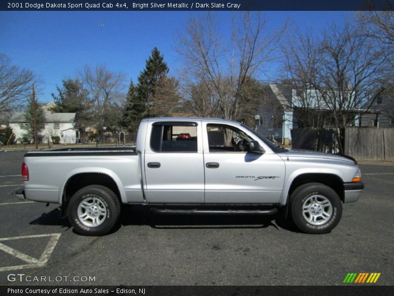 Bright Silver Metallic / Dark Slate Gray 2001 Dodge Dakota Sport Quad Cab 4x4