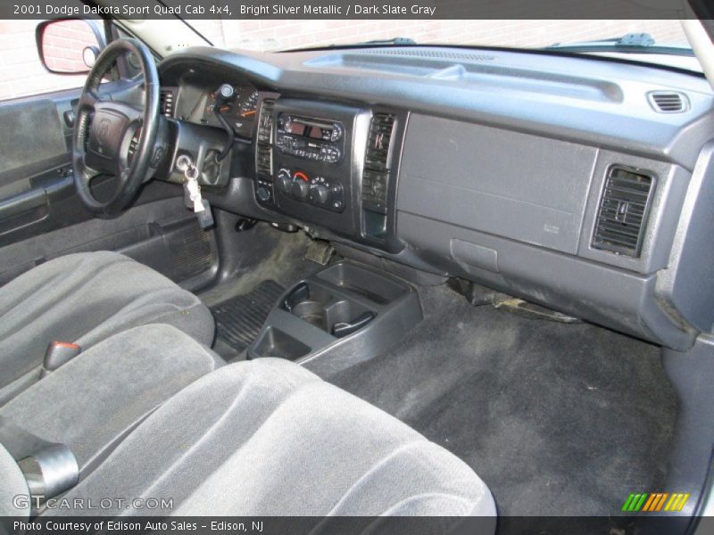 Bright Silver Metallic / Dark Slate Gray 2001 Dodge Dakota Sport Quad Cab 4x4