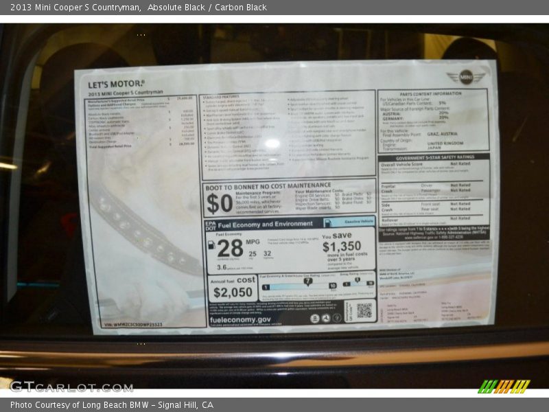 Absolute Black / Carbon Black 2013 Mini Cooper S Countryman