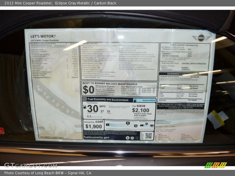 Eclipse Gray Metallic / Carbon Black 2013 Mini Cooper Roadster