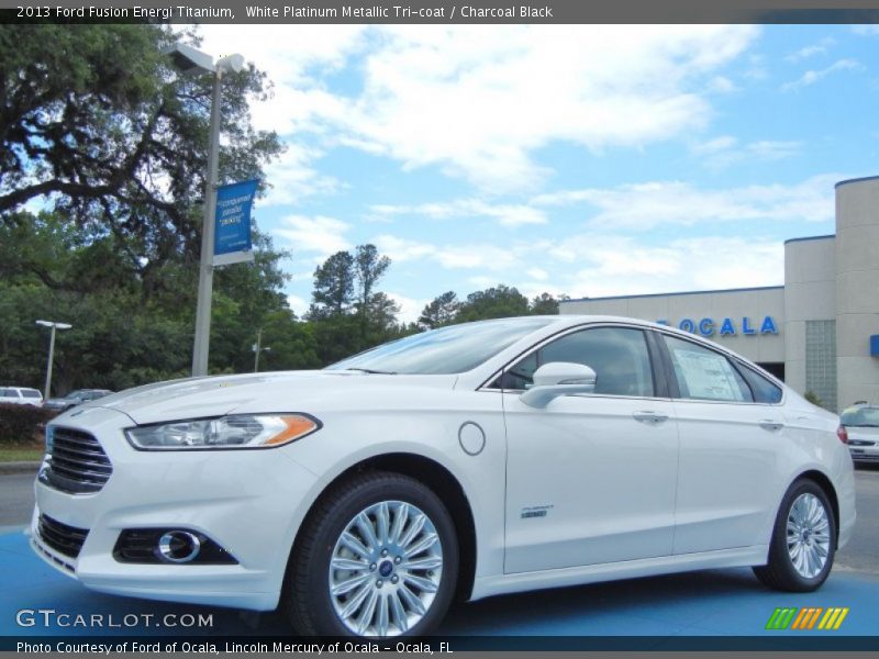 White Platinum Metallic Tri-coat / Charcoal Black 2013 Ford Fusion Energi Titanium