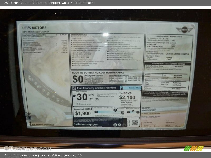 Pepper White / Carbon Black 2013 Mini Cooper Clubman
