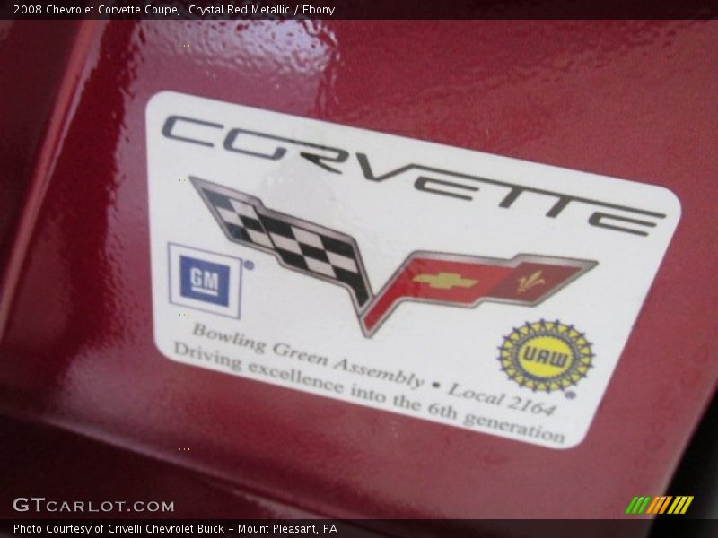 Info Tag of 2008 Corvette Coupe