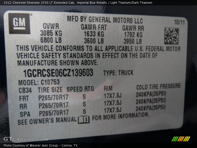 Imperial Blue Metallic / Light Titanium/Dark Titanium 2012 Chevrolet Silverado 1500 LT Extended Cab