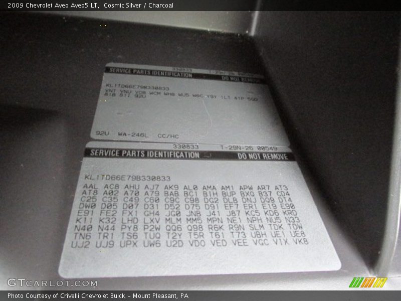 Cosmic Silver / Charcoal 2009 Chevrolet Aveo Aveo5 LT