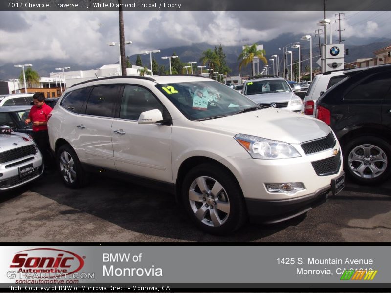 White Diamond Tricoat / Ebony 2012 Chevrolet Traverse LT