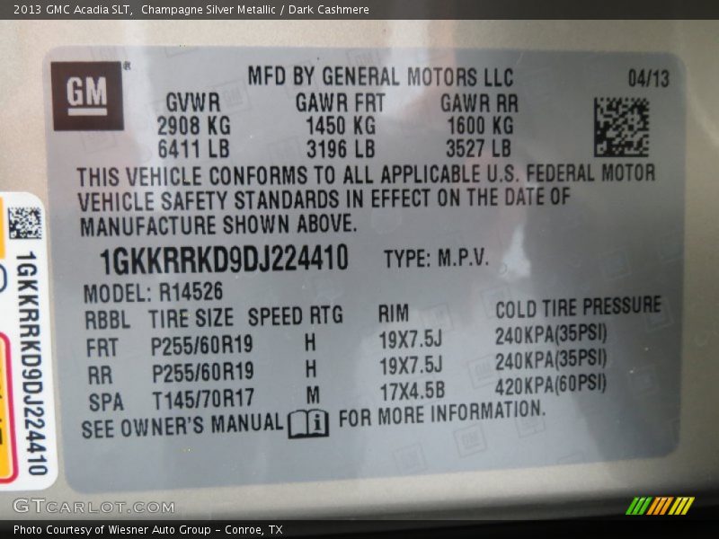 Champagne Silver Metallic / Dark Cashmere 2013 GMC Acadia SLT