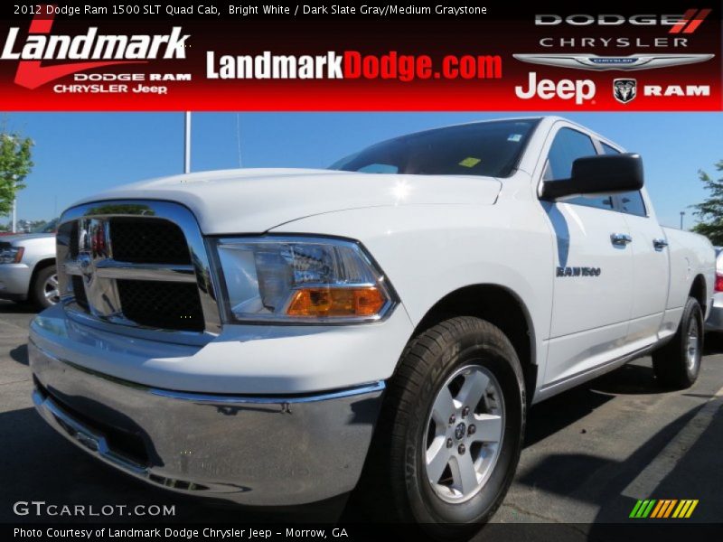 Bright White / Dark Slate Gray/Medium Graystone 2012 Dodge Ram 1500 SLT Quad Cab