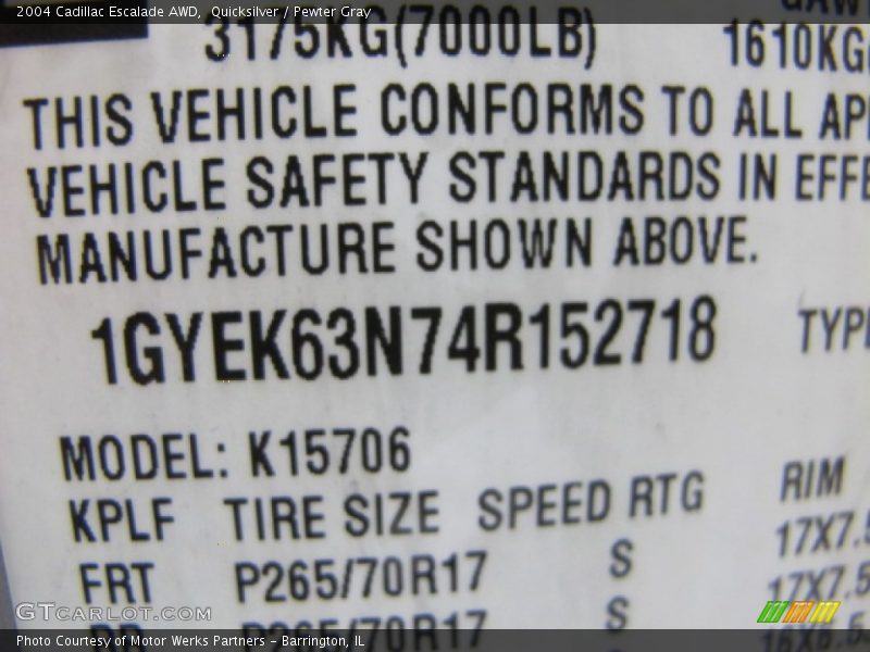 Quicksilver / Pewter Gray 2004 Cadillac Escalade AWD