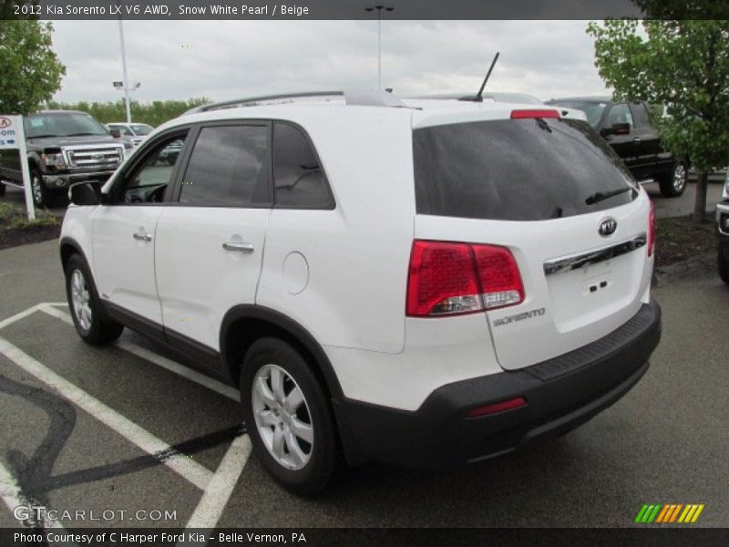 Snow White Pearl / Beige 2012 Kia Sorento LX V6 AWD