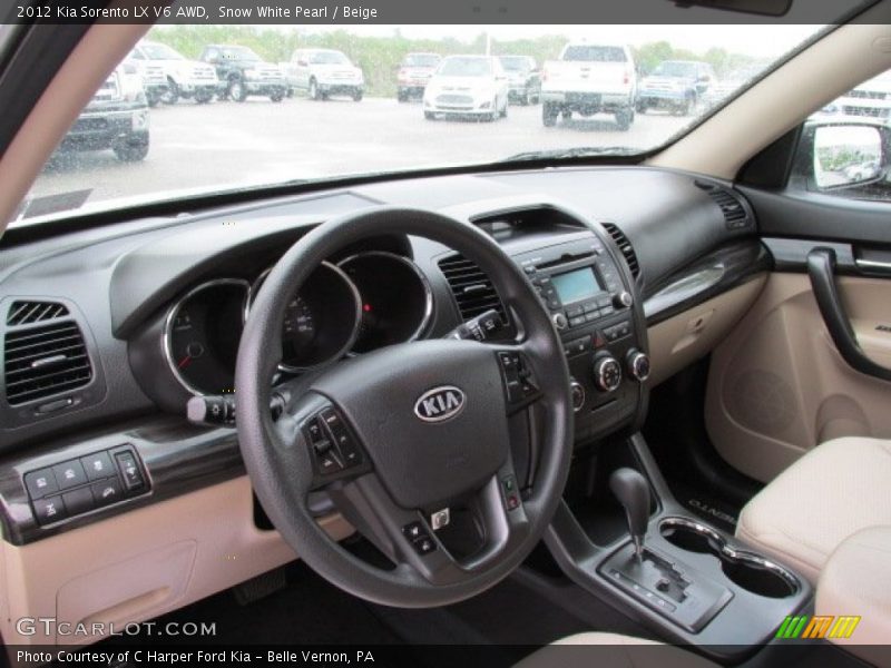 Snow White Pearl / Beige 2012 Kia Sorento LX V6 AWD