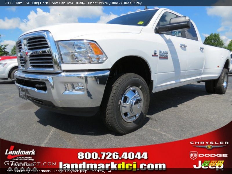 Bright White / Black/Diesel Gray 2013 Ram 3500 Big Horn Crew Cab 4x4 Dually