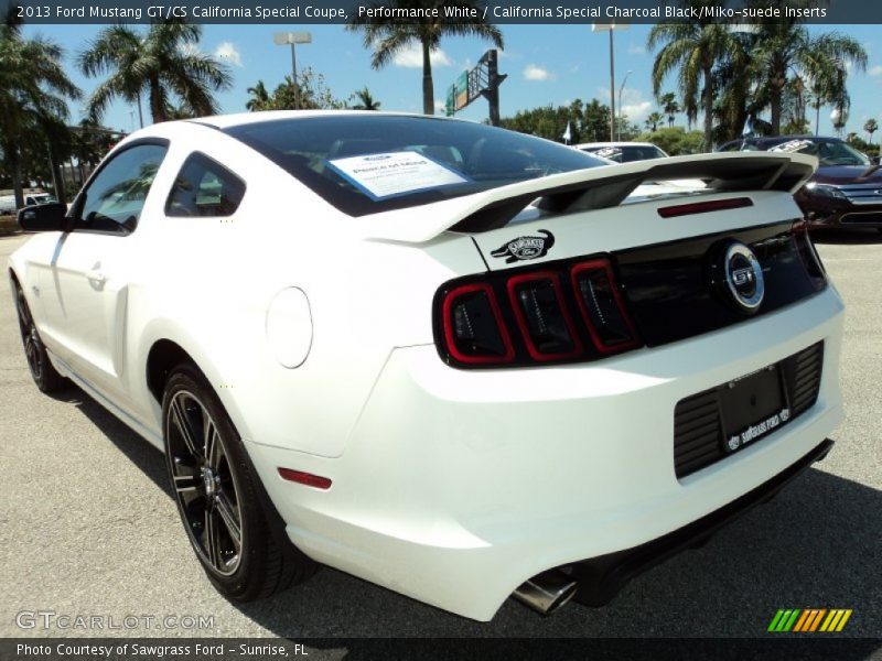 Performance White / California Special Charcoal Black/Miko-suede Inserts 2013 Ford Mustang GT/CS California Special Coupe