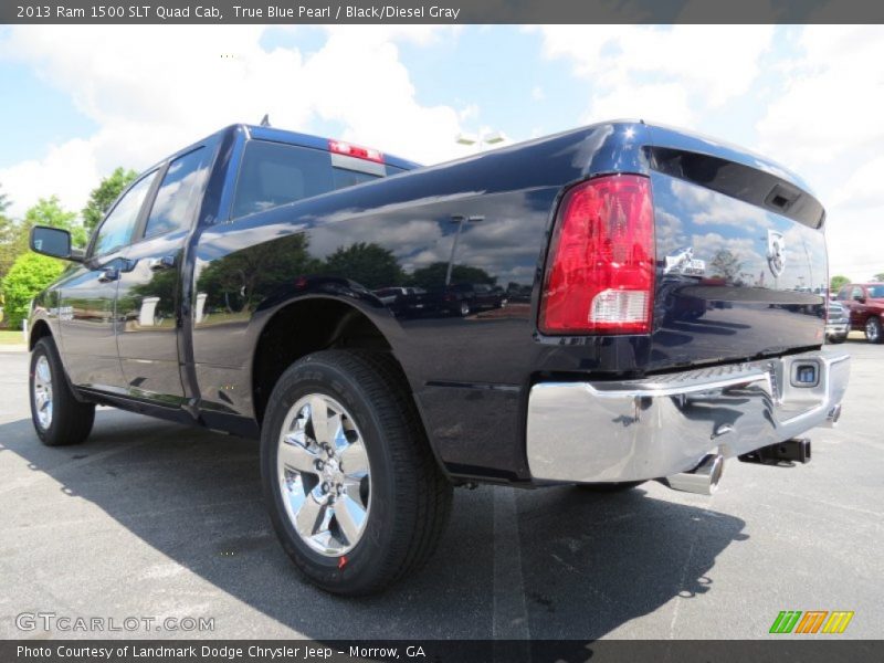 True Blue Pearl / Black/Diesel Gray 2013 Ram 1500 SLT Quad Cab