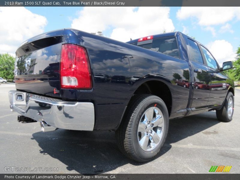 True Blue Pearl / Black/Diesel Gray 2013 Ram 1500 SLT Quad Cab