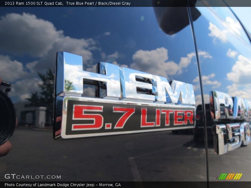 True Blue Pearl / Black/Diesel Gray 2013 Ram 1500 SLT Quad Cab