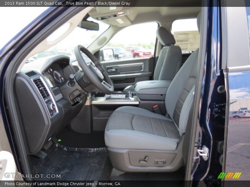 True Blue Pearl / Black/Diesel Gray 2013 Ram 1500 SLT Quad Cab
