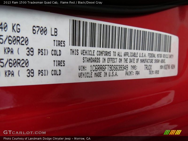 Flame Red / Black/Diesel Gray 2013 Ram 1500 Tradesman Quad Cab