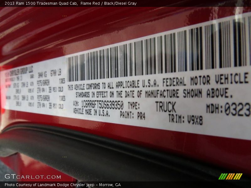 Flame Red / Black/Diesel Gray 2013 Ram 1500 Tradesman Quad Cab