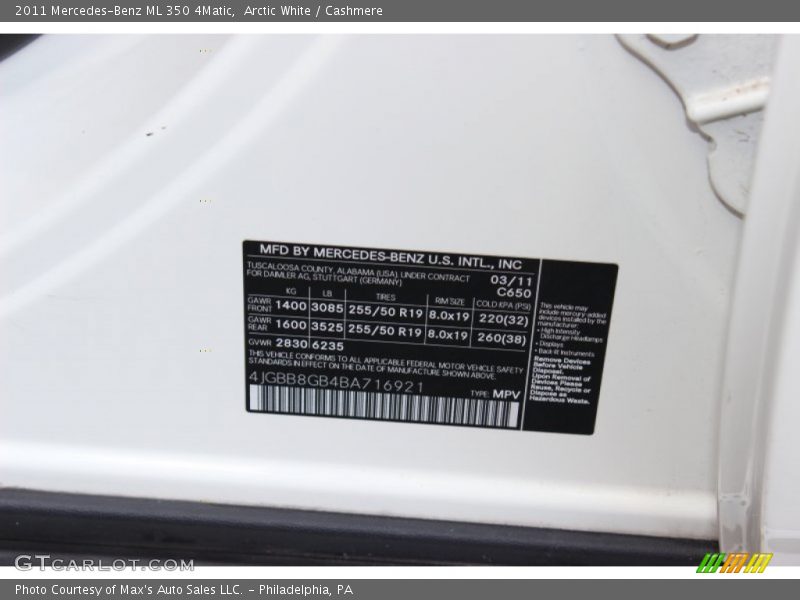 Arctic White / Cashmere 2011 Mercedes-Benz ML 350 4Matic