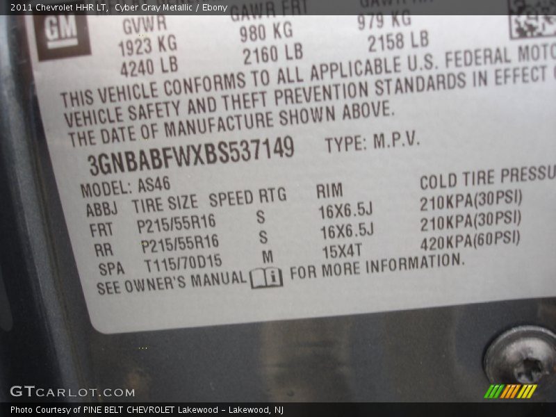 Cyber Gray Metallic / Ebony 2011 Chevrolet HHR LT