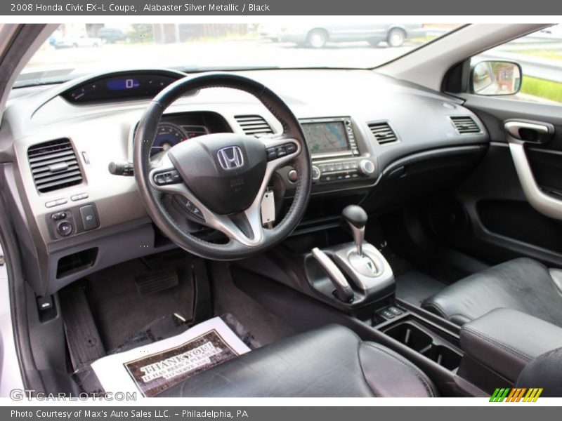 Alabaster Silver Metallic / Black 2008 Honda Civic EX-L Coupe