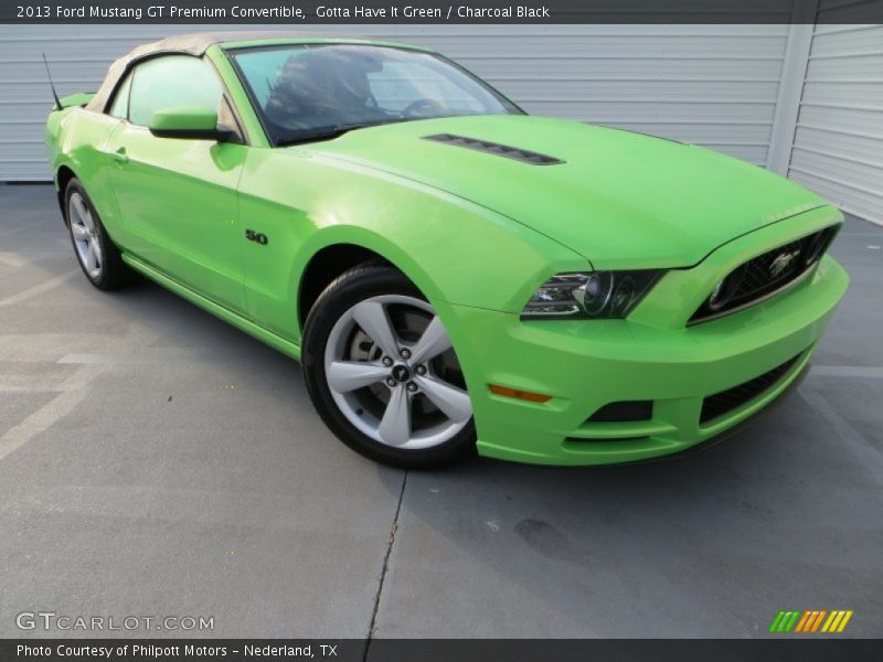 Gotta Have It Green / Charcoal Black 2013 Ford Mustang GT Premium Convertible