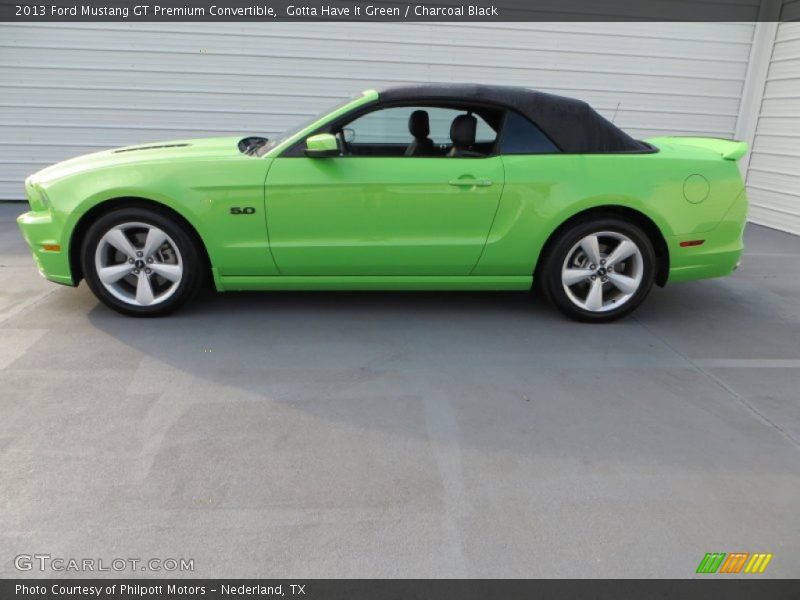 Gotta Have It Green / Charcoal Black 2013 Ford Mustang GT Premium Convertible