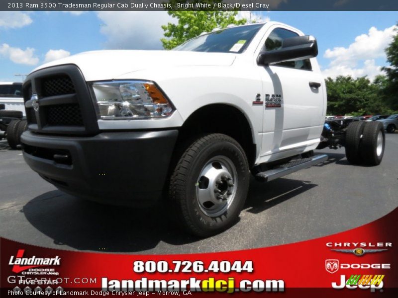 Bright White / Black/Diesel Gray 2013 Ram 3500 Tradesman Regular Cab Dually Chassis