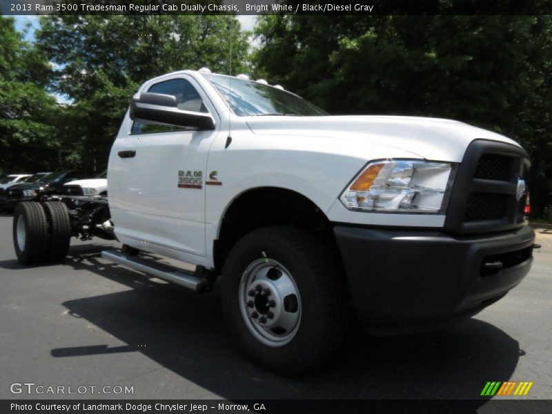 Bright White / Black/Diesel Gray 2013 Ram 3500 Tradesman Regular Cab Dually Chassis