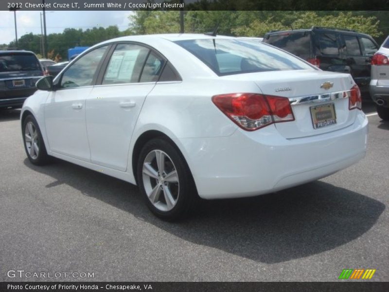 Summit White / Cocoa/Light Neutral 2012 Chevrolet Cruze LT