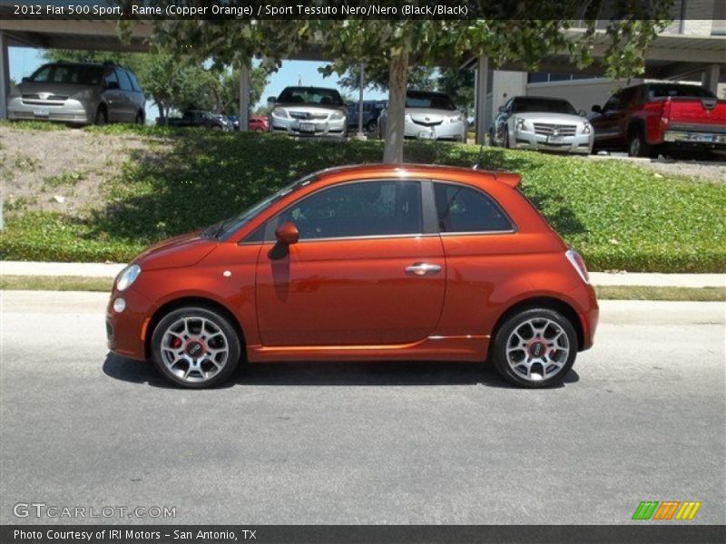 Rame (Copper Orange) / Sport Tessuto Nero/Nero (Black/Black) 2012 Fiat 500 Sport