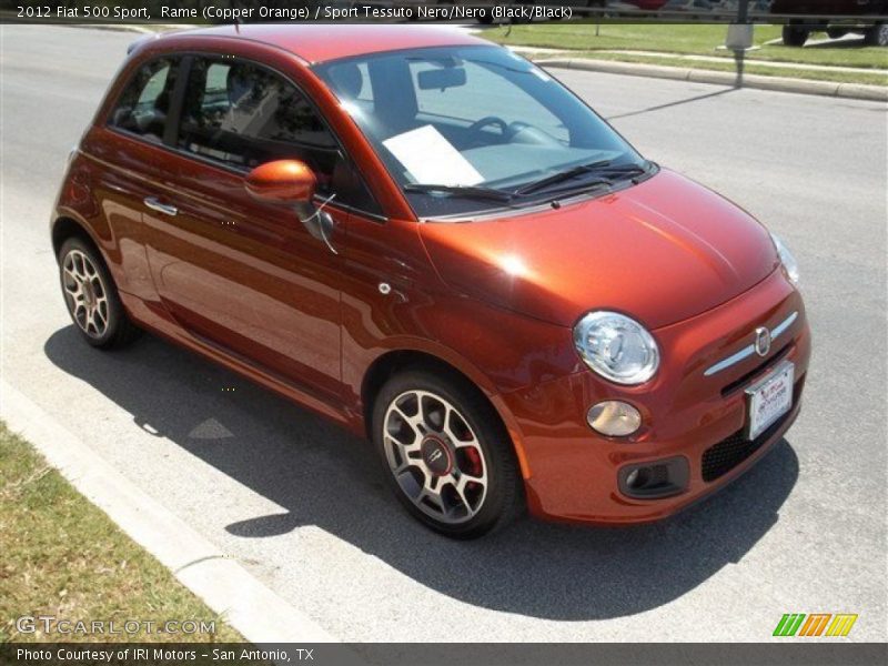 Rame (Copper Orange) / Sport Tessuto Nero/Nero (Black/Black) 2012 Fiat 500 Sport