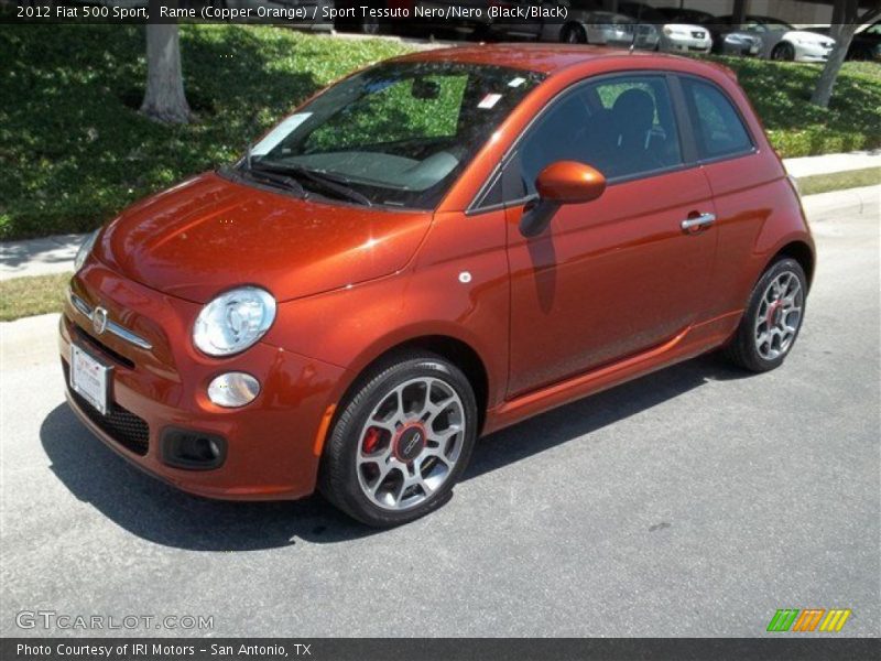 Rame (Copper Orange) / Sport Tessuto Nero/Nero (Black/Black) 2012 Fiat 500 Sport