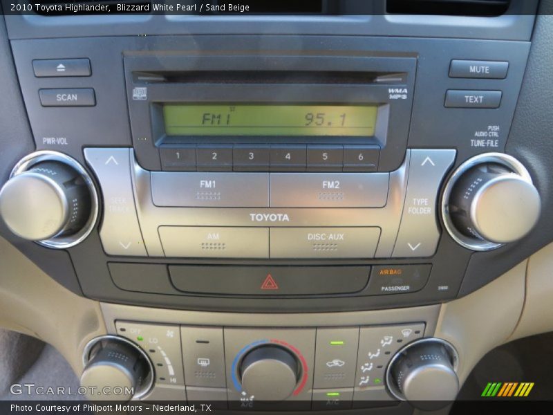 Blizzard White Pearl / Sand Beige 2010 Toyota Highlander